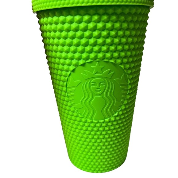 NEW Set of 2 Starbucks Grande Tumblers Neon Green Studded & Dragonfruit Studded - Picture 2 of 5
